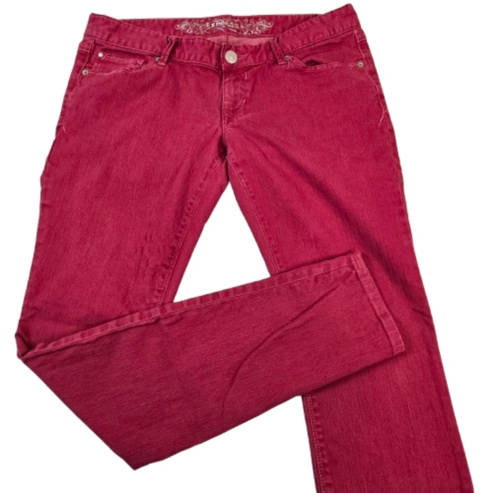 Express Dark Pink Ultra Low Rise Jeans 10 Zelda Slim Fit